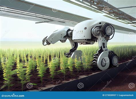 Robot Farming Harvesting Agricultural Products In Greenhouse