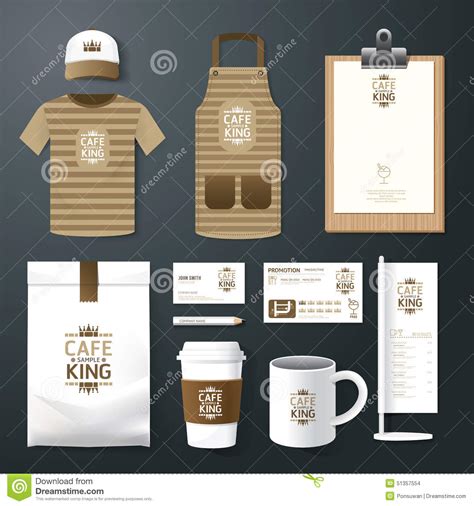 vector restaurant cafe set flyer menu package  shirt cap uniform design stock vector
