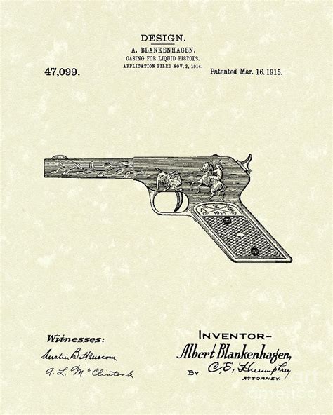Squirt Gun 1915 Patent Art Drawing By Prior Art Design Fine Art America