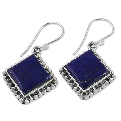 Lapis Lazuli Earrings Blue Earring Lapis Jewelry Silver Etsy UK
