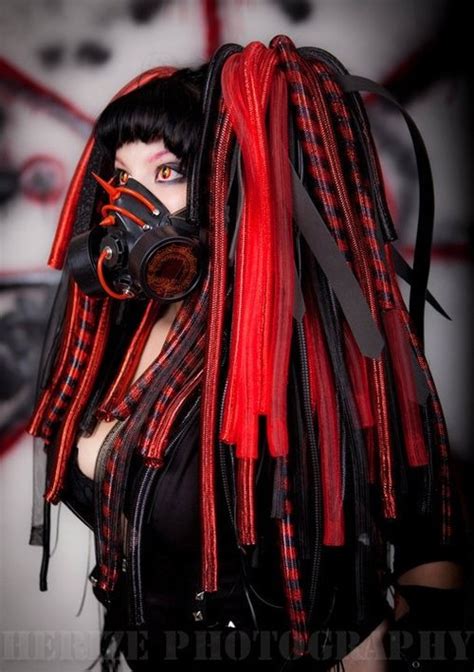 Red Black ️ Cybergothgirl Cybergoth Cybergoth Futuristic Fashion