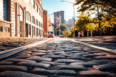 Wallpaper Worms Eye View Street Road Brooklyn Bridge Sunlight