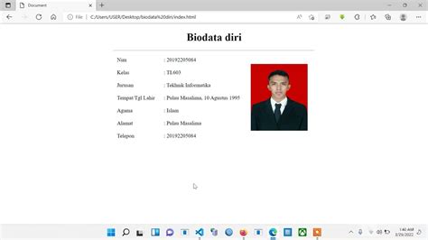 Membuat Biodata Sederhana Dengan Html Membuat Biodata Sederhana Dengan