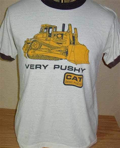 Vintage S Cat Caterpillar Tractor Ringer T Shirt Equipment