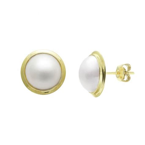 Ct Yellow Gold Mabe Pearl Stud Earrings Christopher Wharton