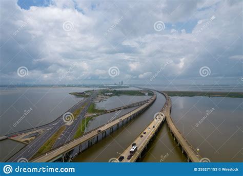 The Mobile Bay Causeway Stock Image Image Of Gulf Drone 255271153