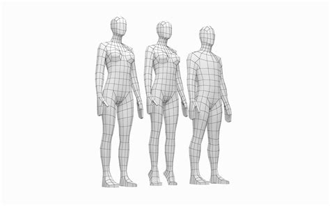 Natural Female And Male Base Mesh In Rest Pose D Model By Valerii Kaliuzhnyi
