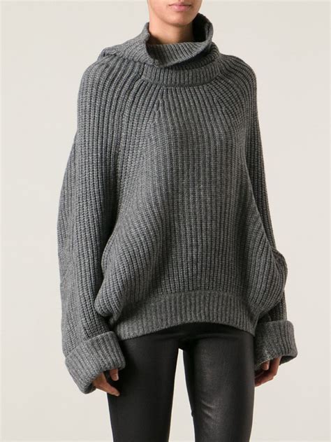 Toga Oversized Turtleneck Sweater In Grey Grey Lyst
