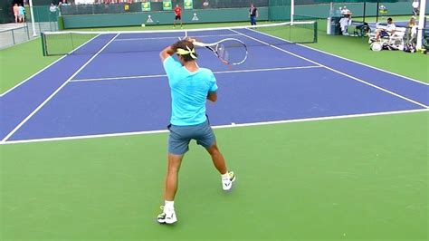 Rafael Nadal Big Hitting Court Level View Atp Tennis Practice Nadal