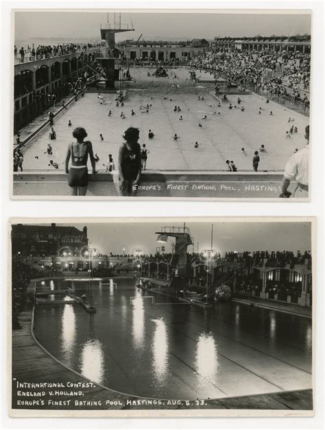 St Leonards Swimming Pool Hastings 2 Original Vintage Real Photo Post Cards Old Photos St