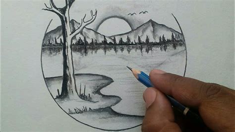 How To Draw A Beautiful Scenery Step By Step With Pencil How To Paint