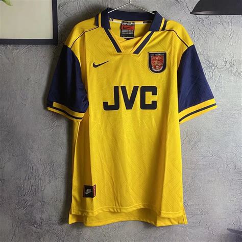 Arsenal 1996 97 Jvc Yellow Retro Jersey