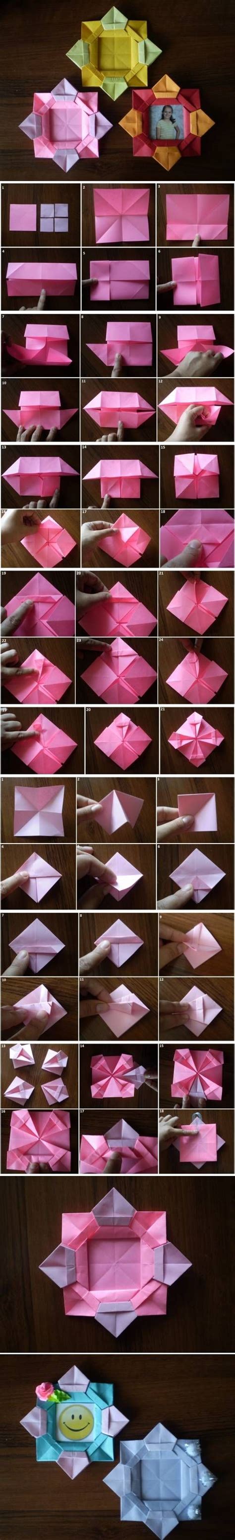 Paint your vintage frames in any color you want. How to make Origami Flower Picture Frame step by step DIY ...