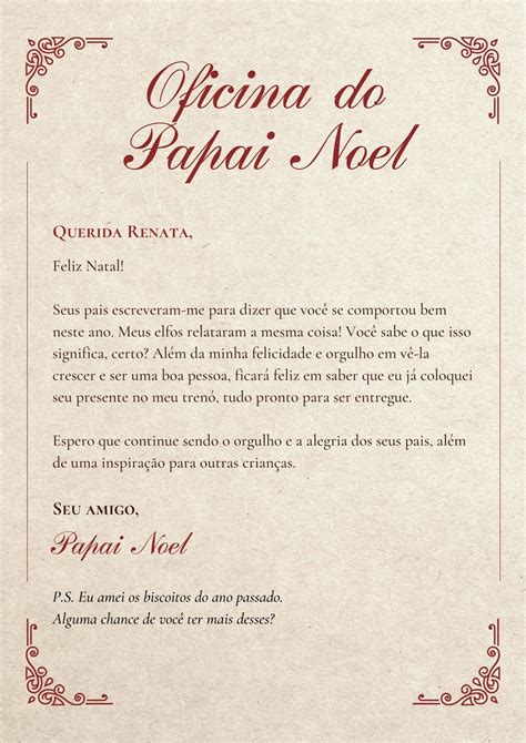 Papel De Carta Para Papai Noel