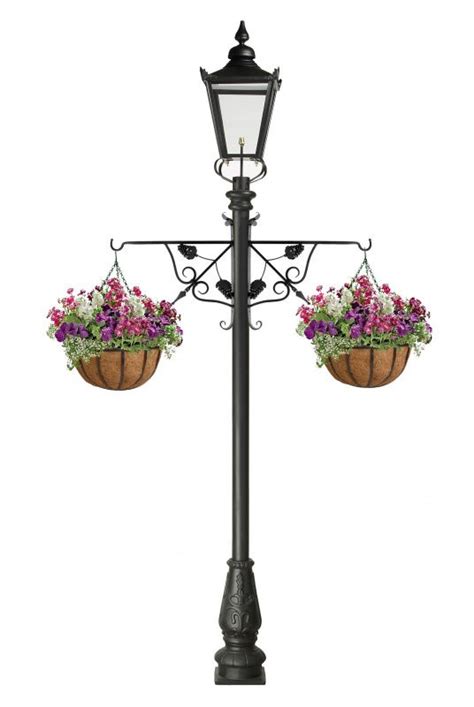Victorian Garden Lamp Post With Ornate Flower Basket Brackets Garden