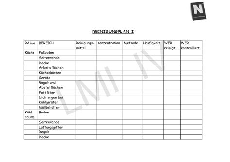 Der praxisinhaber muss den beschäftigten bei ihrer. Reinigungsplan Küche Gastronomie | 11 Phänomenal ...