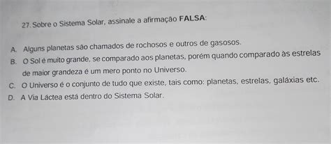 Assinale A Afirmação Falsa