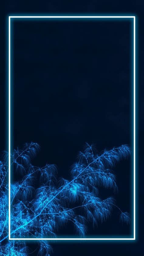 Neon Lights Frame With Tropical Leaves Mockup Design Mobile Wallpaper