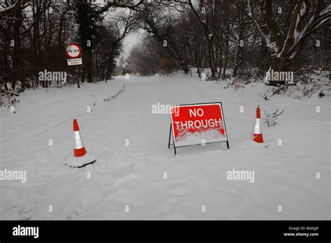 Country Road Closed Due To Snow Stock Photo Alamy