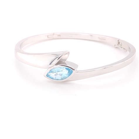Blue Topaz Sterling Silver Marquise Bangle Jan Allan Jewellers