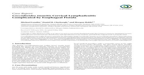 Case Report Coccidioides Immitis Cervical Lymphadenitis Downloads