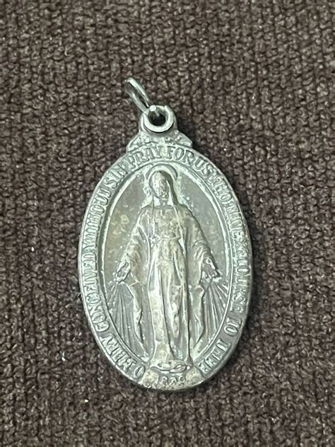 Vintage 1830 Mary Conceived Without Sin Medal Pendant Gem