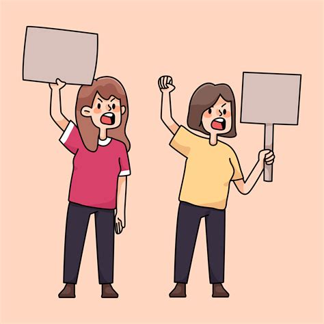 Angry People Rallying Protest Cute Cartoon Illustration 1879298 Vector