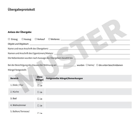 Doch vermieter und mieter wird empfohlen ein „wohnungsübergabeprotokoll formular, beispielsweise aus dem internet zu. Übergabeprotokoll: Kostenloses Muster | Homeday