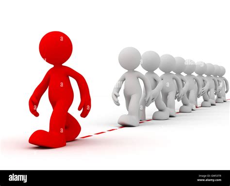 Crowd Following Leader 3d Illustration Stock Photo Alamy