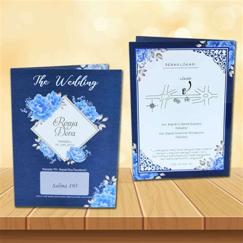Desain Undangan Pernikahan Simple Dan Elegan Warna Biru Crimealirik