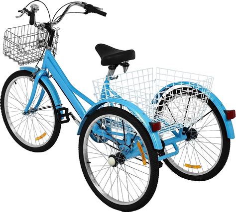 buy adult tricycle bikes 20 24 26 inch with basket 3 wheels fat tire 1 7 speed complete