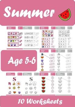 Activities are designed to review the skills mastered in fifth grade and preview the skills to be learned answer key flash cards certificate of completion. Summer Worksheets Age 5-6 by Elena Dincheva | Teachers Pay ...