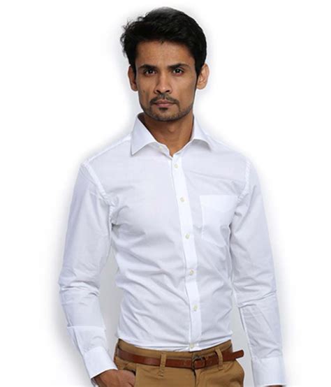 Zodiac White 100 Percent Cotton Full Sleeves Formal Shirt For Men Buy