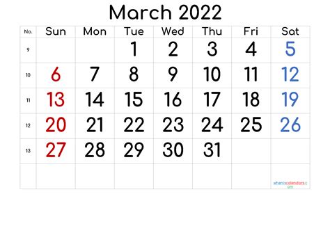 2022 March Free Printable Calendar Free Premium