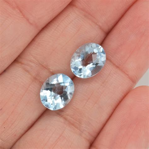 Gemstones Sky Blue Topaz Oval 10x8mm Matching Pair Approximately 659