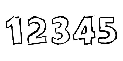 Números Dibujados A Mano 12345 Fuente Moderna En Mayúsculas Y Tipo De