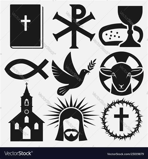 Christian Symbols Icons Set Royalty Free Vector Image