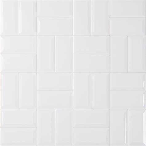 White Hudson 3x6 Glossy Ceramic Beveled Subway Tile Backsplash Tile Usa