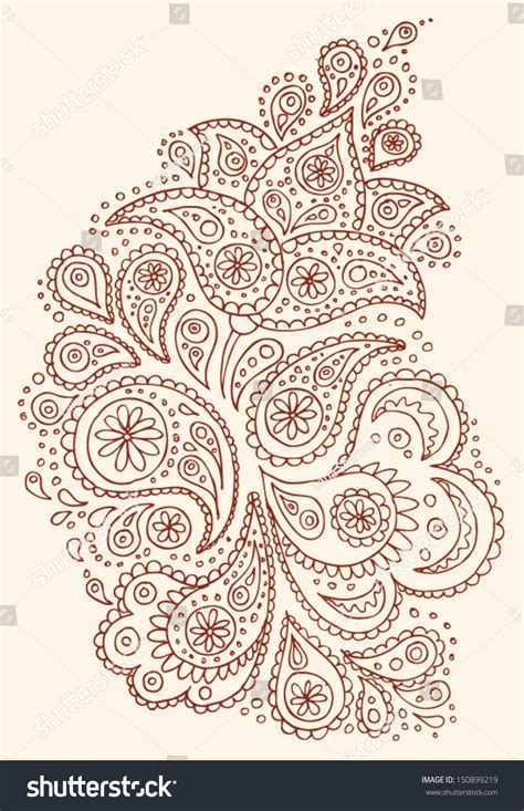 Henna Paisley Flowers Mehendi Tattoo Hand Stock Vector