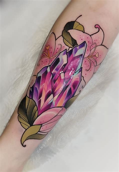 Crystal Bright Tattoos Colorful Flower Tattoo Gem Tattoo