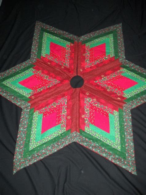 Christmas holiday warm wishes pattern monogram brushed polyester tree skirt. Christmas Tree Skirt Log Cabin Diamond Handmade Red Green ...