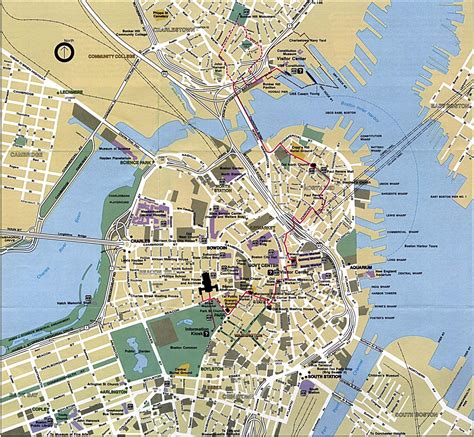 Boston Map Stadtplan Von Boston Vereinigte Staaten Von Amerika