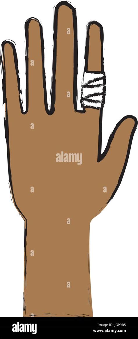Human Hand With Finger Bandage Medical Vector Illustration Stock Vector