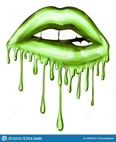 Illustration Of Biting Dripping Lips Graphic Illustration