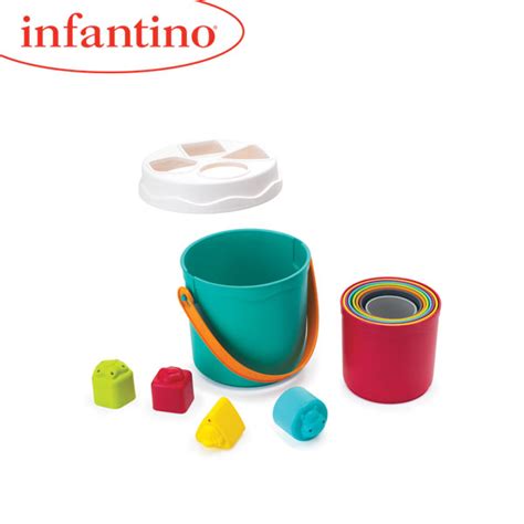 Infantino 315093 Shape Sorting Stackn Nest Buckets For Baby 6 Months