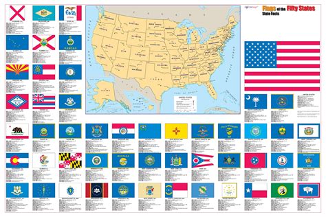 Flags Of The U S States Wall Map Poster X Etsy Hot Sex Picture