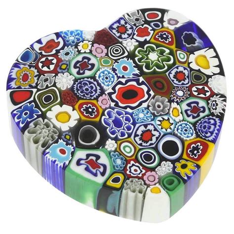 Glassofvenice Murano Glass Millefiori Heart Paperweight Large 53926465736 Ebay Mosaic