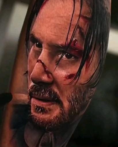 Keanu Reeves John Wick Portrait Tattoo Video Tattoos Portrait