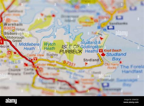 Isle Of Purbeck Shown On A Road Map Or Geography Map Stock Photo Alamy