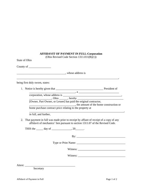 Ohio Affidavit Form Fill Out And Sign Online Dochub